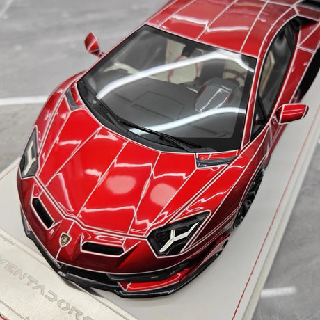 [CE] 1:18 Lamborghini 2020 Aventador SVJ Red Model Car Resin