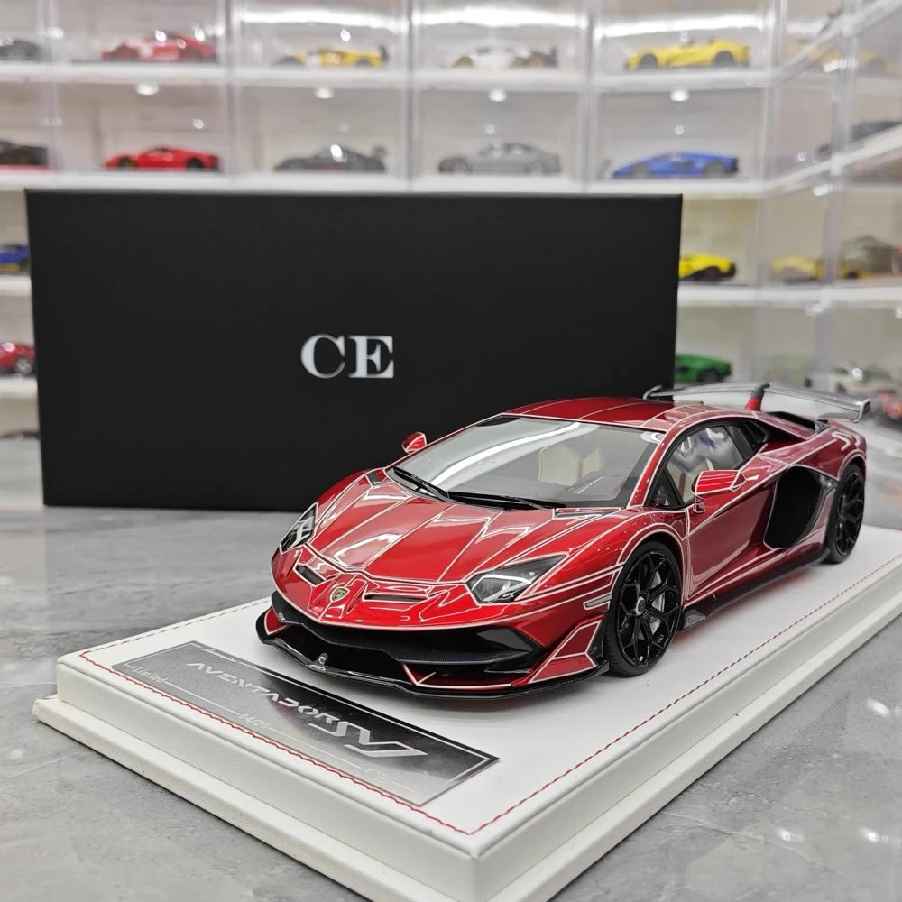 [CE] 1:18 Lamborghini 2020 Aventador SVJ punainen pienoismalli Hartsi