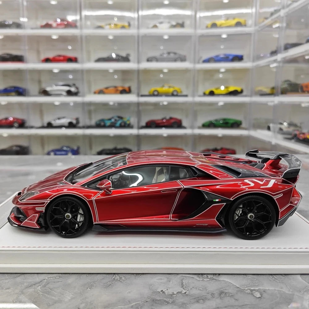 [CE] 1:18 Lamborghini 2020 Aventador SVJ punainen pienoismalli Hartsi