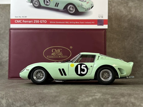 Ferrari 1962 250 GTO #15 Pale Green 1:18 Goodwood TT diecast collectible model by CMC - view 2