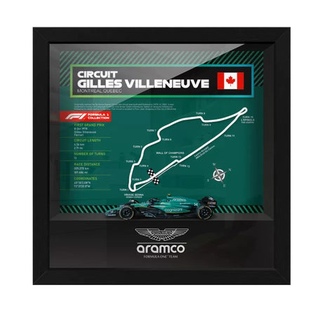 Aston Martin F1 Mapa del Circuito Fernando Alonso Exhibición de coches en miniatura enmarcada