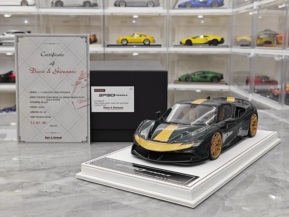 [Davis & Giovanni] 1:18 Ferrari 2023 SF90 Spider Novitec Green Model Car Resin