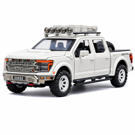 فورد 2021 F-150 رابتور وايت 1:24 – نموذج عرض مصبوب، مصبوب.