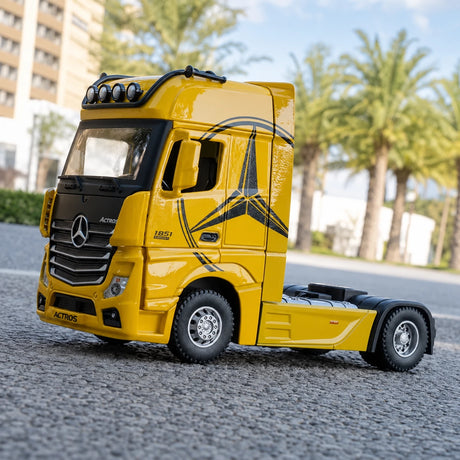 [TOY] 1:24 Mercedes-Benz 2012 Actros Yellow Model Car Die-Cast