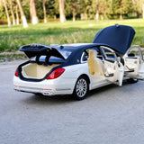 [TOY] 1:24 Mercedes-Maybach 2023 S600 Black White Model Car Die-Cast