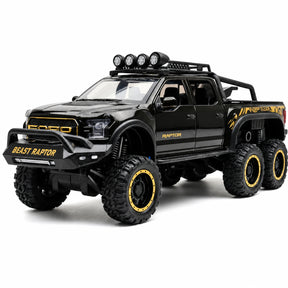 [TOY] 1:28 Ford 2020 F-150 Raptor 6x6 Off-Road Glossy Black Model Car Die-Cast