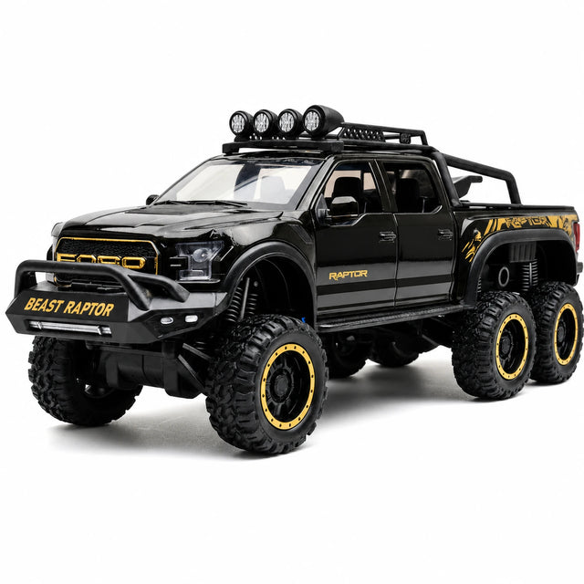 [TOY] 1:28 Ford 2020 F-150 Raptor 6x6 Off-Road Glossy Black Model Car Die-Cast