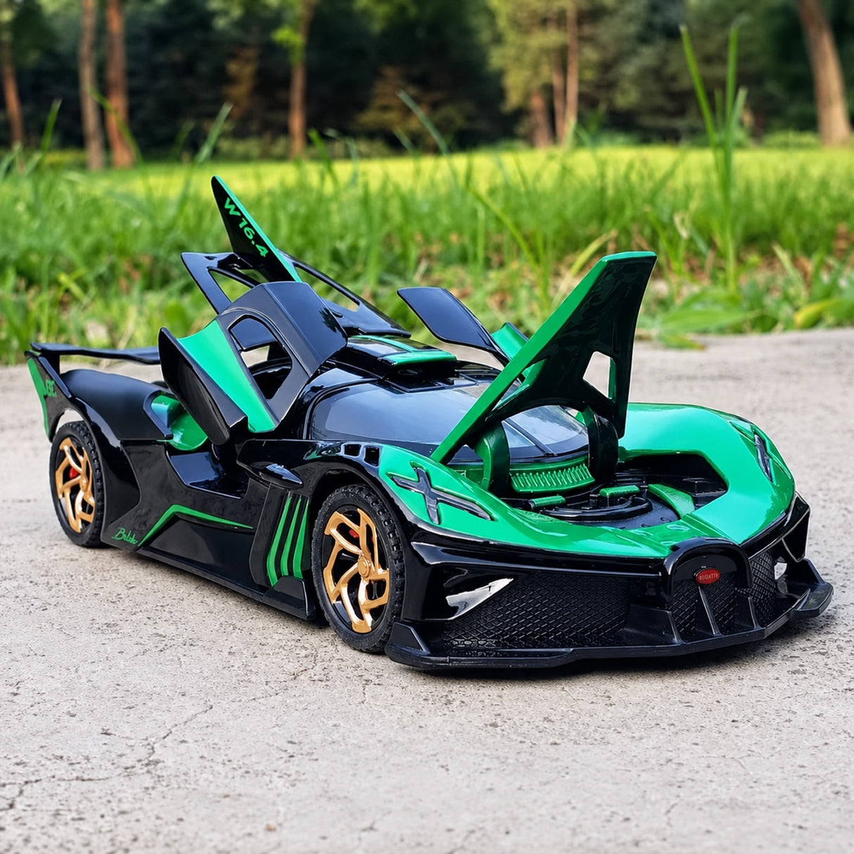 [TOY] 1:32 Bugatti 2021 Bolide grön modellbil Die-Cast