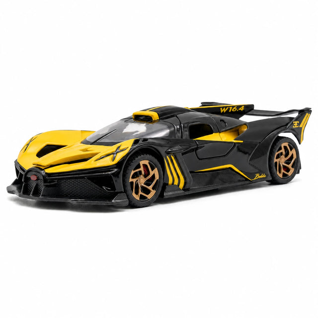[TOY] 1:32 Bugatti 2021 Bolide gul modellbil Die-Cast
