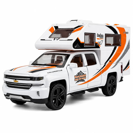 [TOY] 1:32 Chevrolet 2021 silverado RV vit modellbil Die-Cast