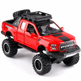 [TOY] 1:32 Ford 2020 F-150 Raptor Off-Road röd modellbil Die-Cast
