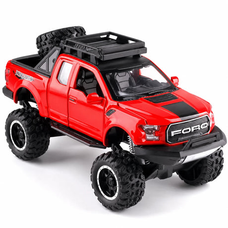 [TOY] 1:32 Ford 2020 F-150 Raptor Off-Road röd modellbil Die-Cast