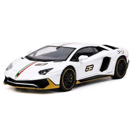[TOY] 1:32 Lamborghini 2022 Aventador LP780-4 SVJ vit modellbil Die-Cast