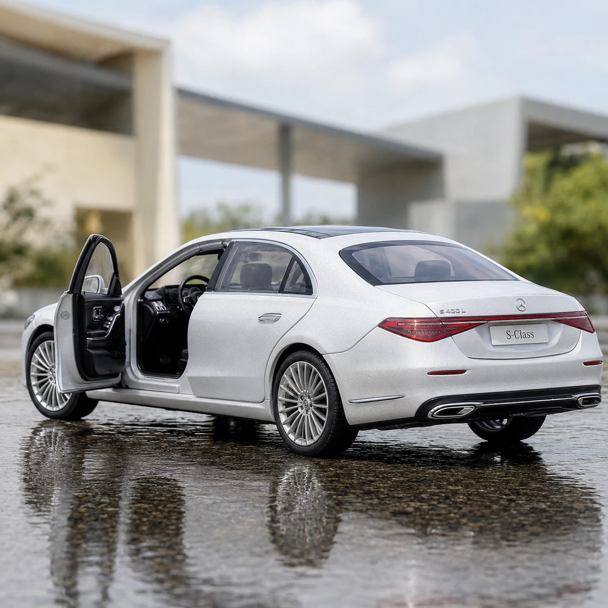 [TOY] 1:32 Mercedes-Benz 2020 S400L vit modellbil Die-Cast