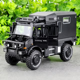[TOY] 1:32 Mercedes-Unimog 2013 Nomadism U4000 RV Black Model Car Die-Cast