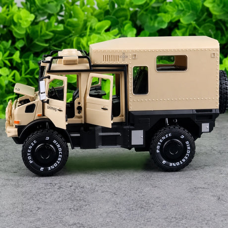 [TOY] 1:32 Mercedes-Unimog 2013 Nomadism U4000 RV gul modellbil Die-Cast