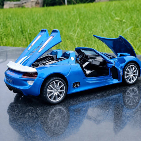 [TOY] 1:32 Porsche 2010 918 Spyder blå modellbil Die-Cast