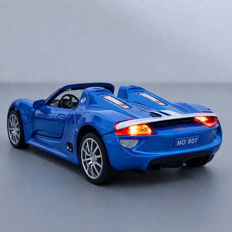 [TOY] 1:32 Porsche 2010 918 Spyder blå modellbil Die-Cast