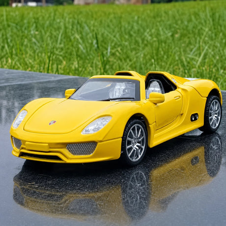 [TOY] 1:32 Porsche 2010 918 Spyder gul modellbil Die-Cast
