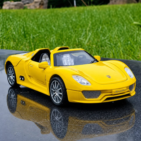 [TOY] 1:32 Porsche 2010 918 Spyder gul modellbil Die-Cast