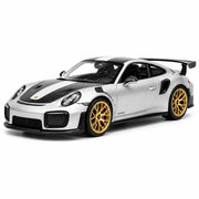 Porsche 2018 911 GT2 RS silver 1:32 – modellbil i gjuten metall för display