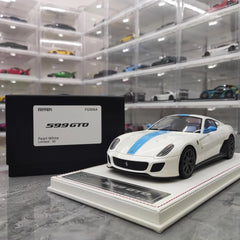 [Dino Model] 1:18 Ferrari 2010 599 GTO White & Blue Model Car Resin