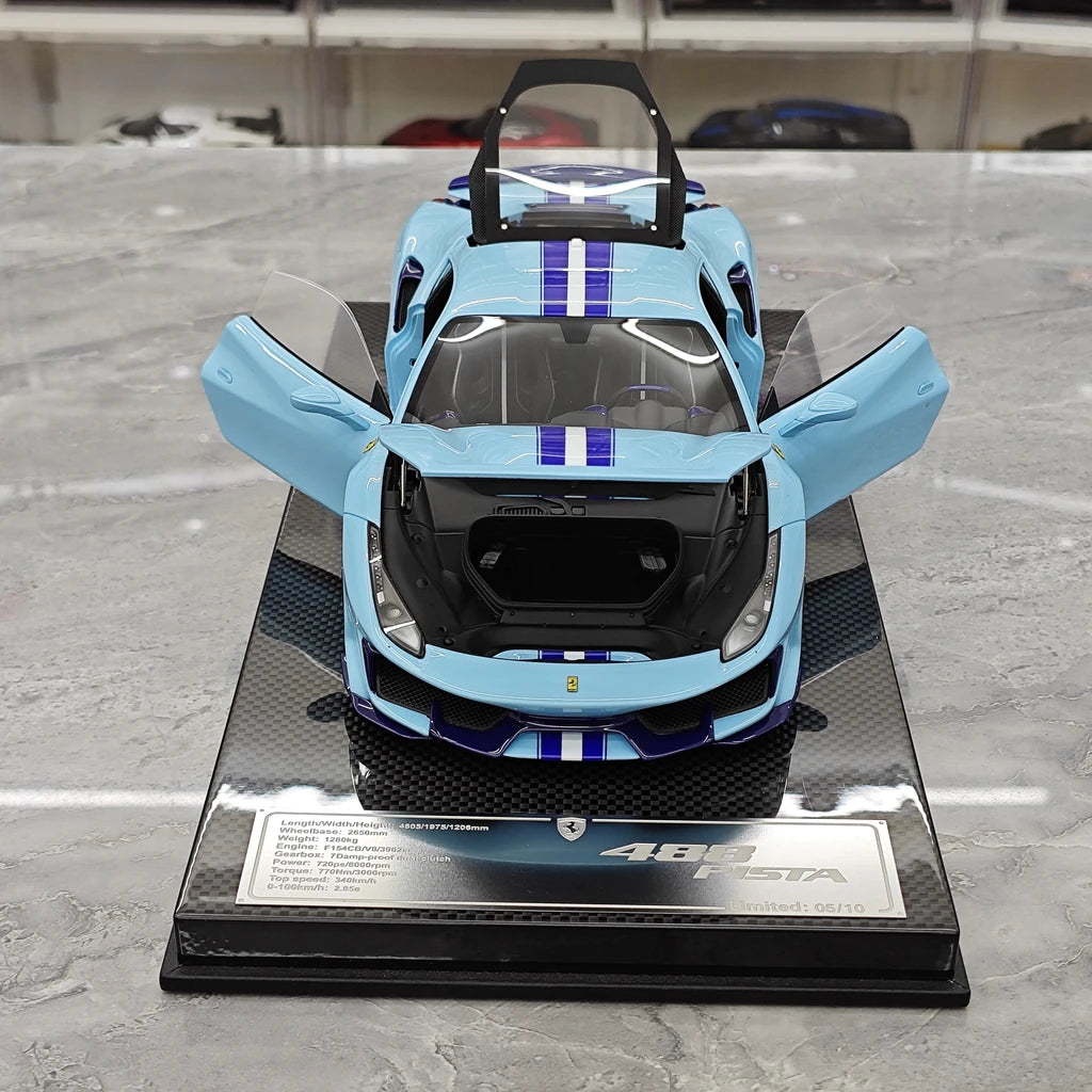 [Dino Model] 1:18 Ferrari 2018 488 Pista Spider Blue Model Car Resin
