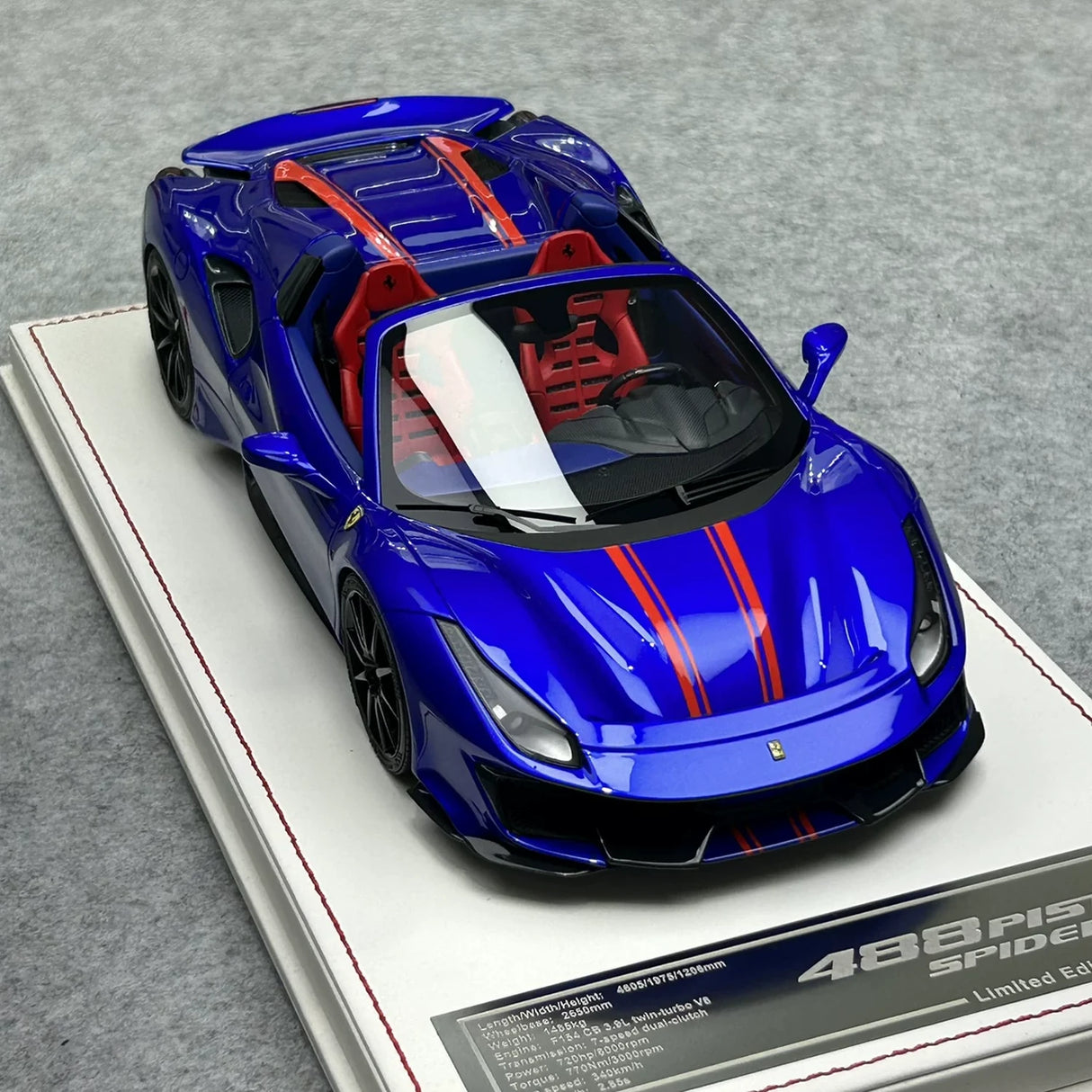 Dino Model Ferrari 2018 488 Pista Spider Blue Racing Livery 1:18 – Keräilyhartsimalli