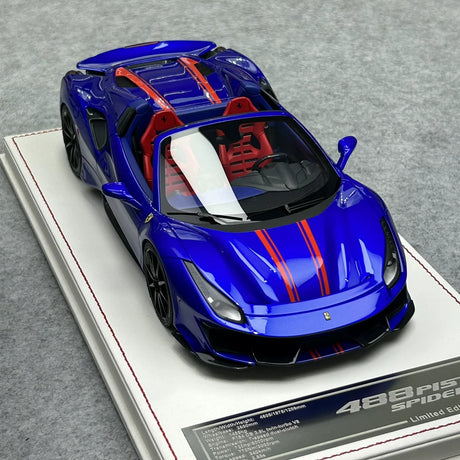 Dino Model Ferrari 2018 488 Pista Spider Blue Racing Livery 1:18 – Verzamelbare resin modelresin resin