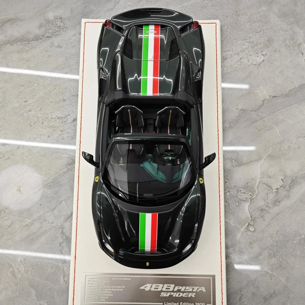 [Dino modello] 1:18 Ferrari 2018 488 Pista Spider Deep verde modellino di auto resina