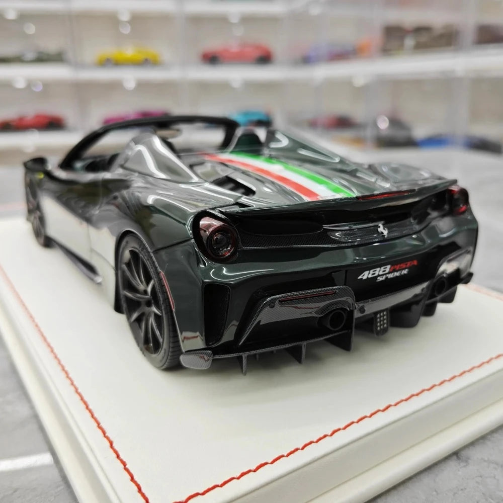 [Dino modello] 1:18 Ferrari 2018 488 Pista Spider Deep verde modellino di auto resina