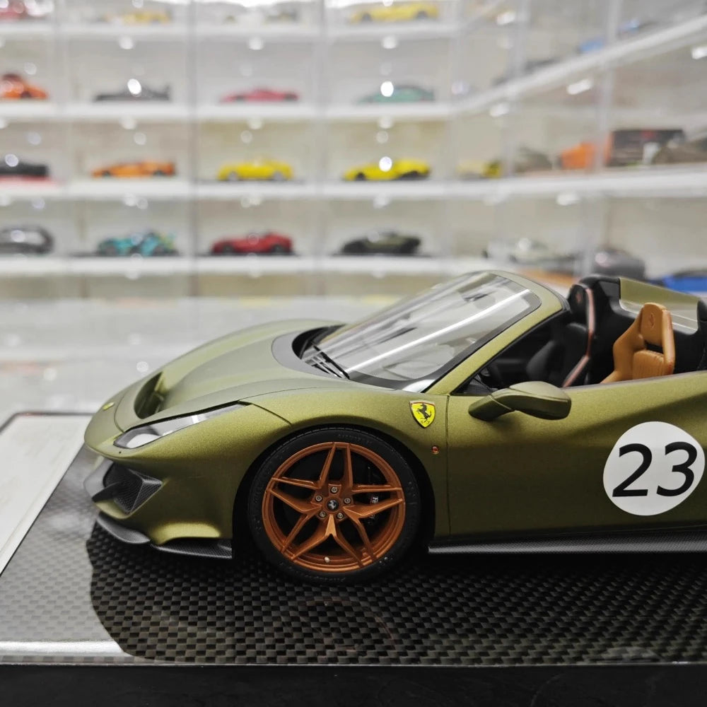 [Dino modello] 1:18 Ferrari 2018 488 Pista Spider verde No.23 modellino di auto resina