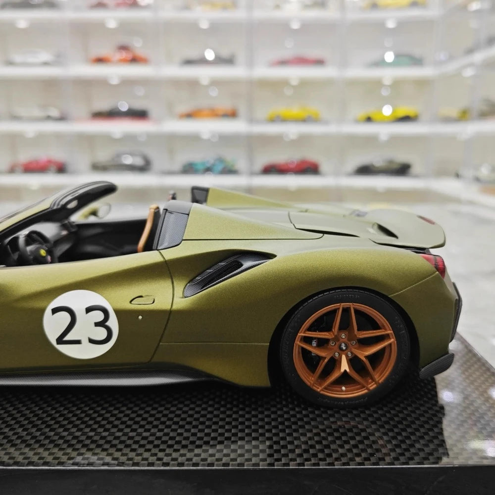 [Dino modello] 1:18 Ferrari 2018 488 Pista Spider verde No.23 modellino di auto resina