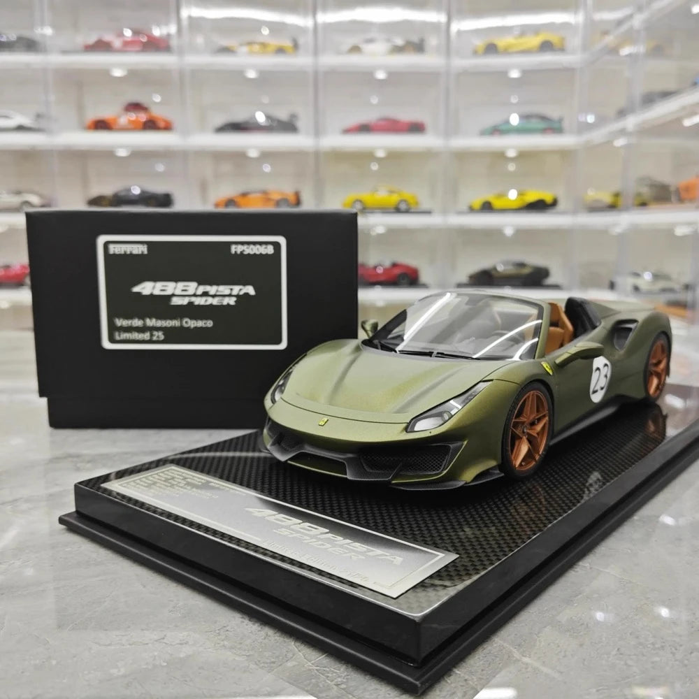 [Dino modello] 1:18 Ferrari 2018 488 Pista Spider verde No.23 modellino di auto resina
