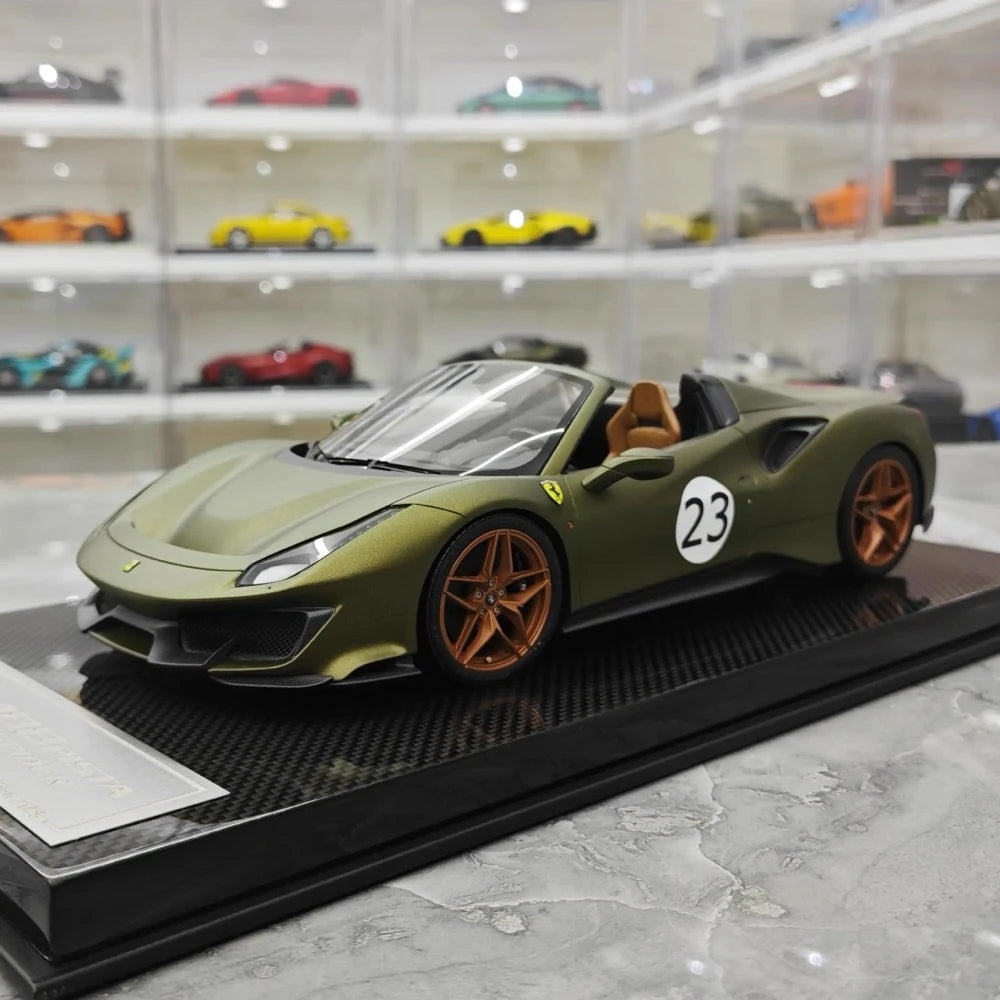 [Dino modello] 1:18 Ferrari 2018 488 Pista Spider verde No.23 modellino di auto resina