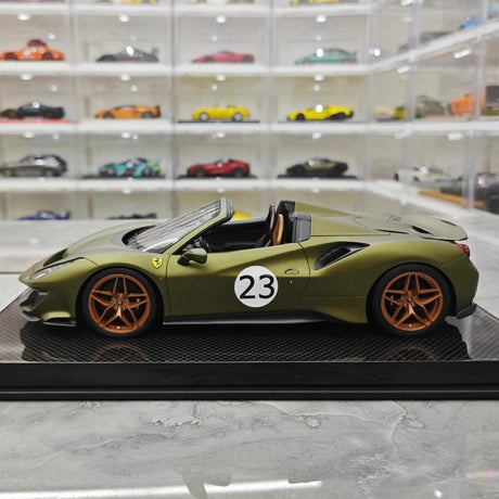 [Dino Model] 1:18 Ferrari 2018 488 Pista Spider grön No.23 modellbil harts