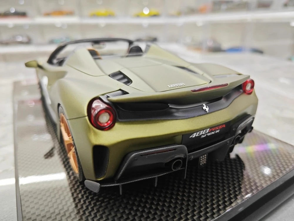 [Dino modello] 1:18 Ferrari 2018 488 Pista Spider verde No.23 modellino di auto resina