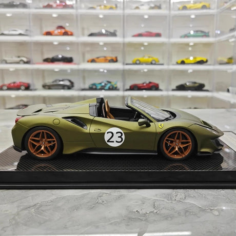 [Dino Model] 1:18 Ferrari 2018 488 Pista Spider grön No.23 modellbil harts