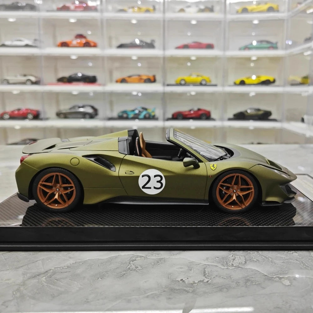 [Dino modello] 1:18 Ferrari 2018 488 Pista Spider verde No.23 modellino di auto resina