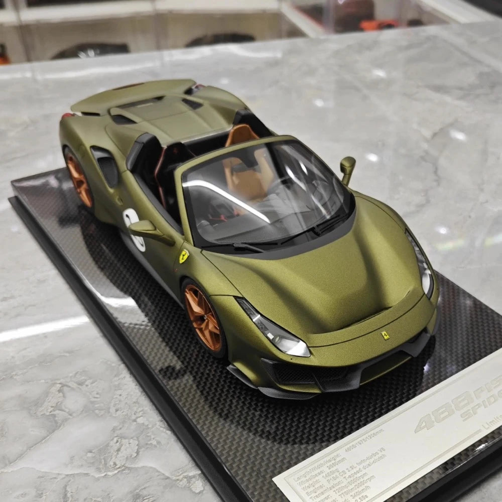[Dino modello] 1:18 Ferrari 2018 488 Pista Spider verde No.23 modellino di auto resina