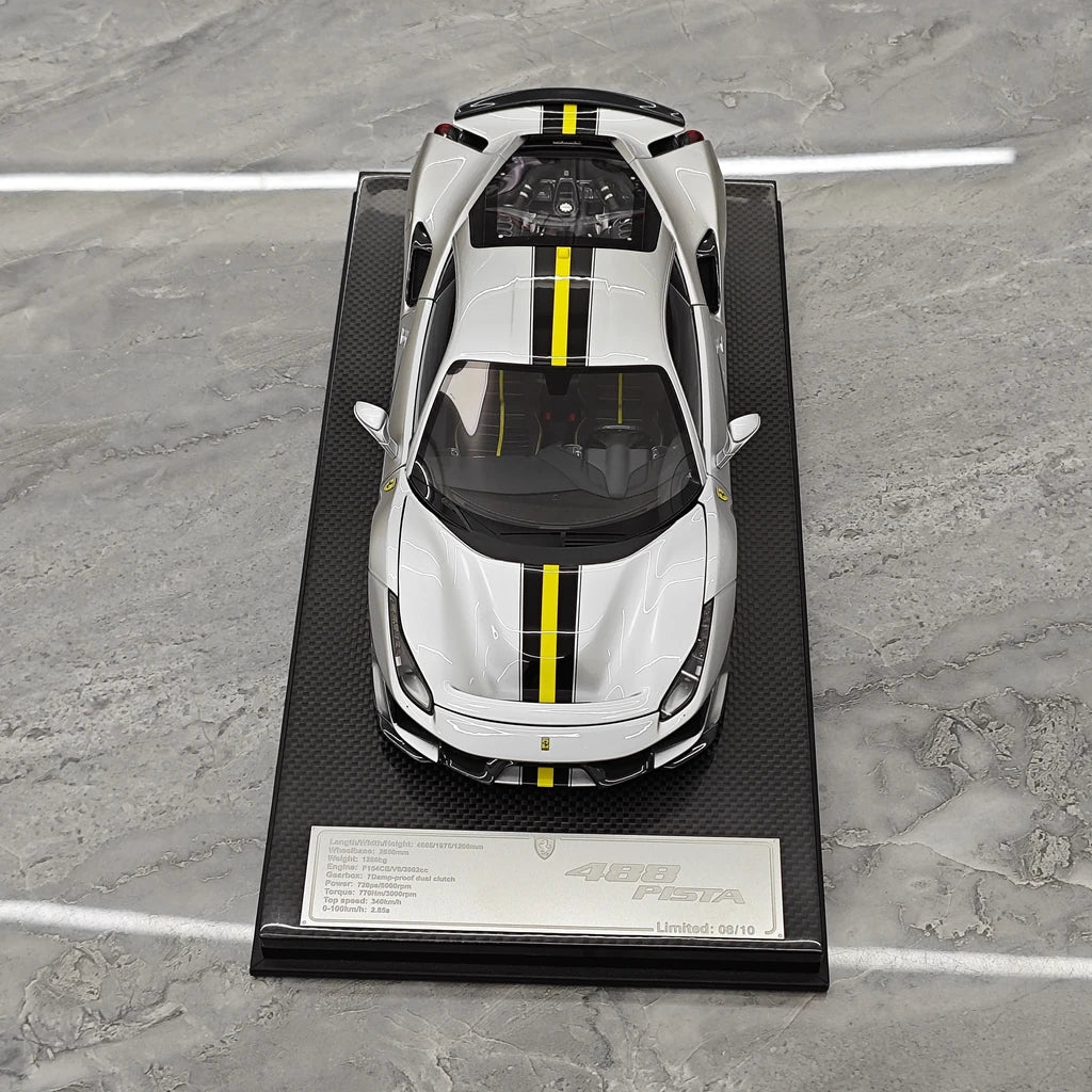 [Dino Model] 1:18 Ferrari 2018 488 Pista Spider Silver Model Car Resin
