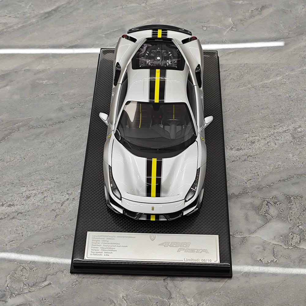 [Dino Model] 1:18 Ferrari 2018 488 Pista Spider Silver Model Car Resin