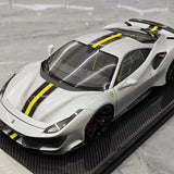 [Dino Model] 1:18 Ferrari 2018 488 Pista Spider Silver Model Car Resin
