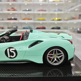 [Dino Model] 1:18 Ferrari 2018 488 Pista Spider Tiffany Blue No.15 Model Car Resin