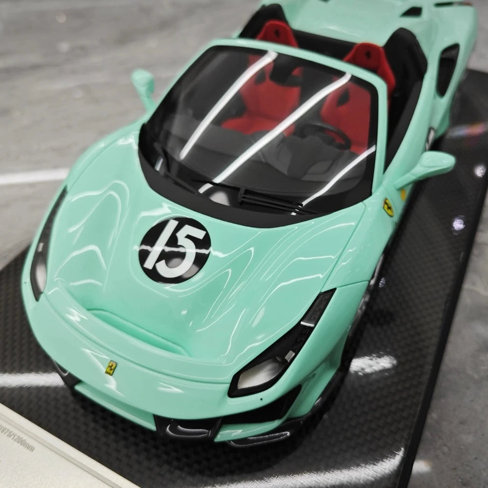 [Dino Model] 1:18 Ferrari 2018 488 Pista Spider Tiffany Blue No.15 Model Car Resin