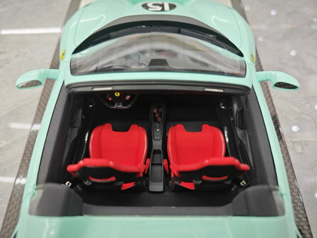 [Dino Model] 1:18 Ferrari 2018 488 Pista Spider Tiffany blå No.15 modellbil harts