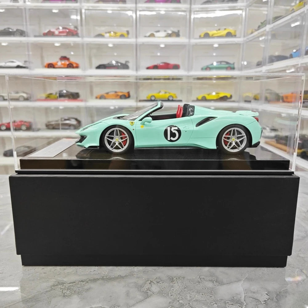 [Dino Model] 1:18 Ferrari 2018 488 Pista Spider Tiffany Blue No.15 Model Car Resin