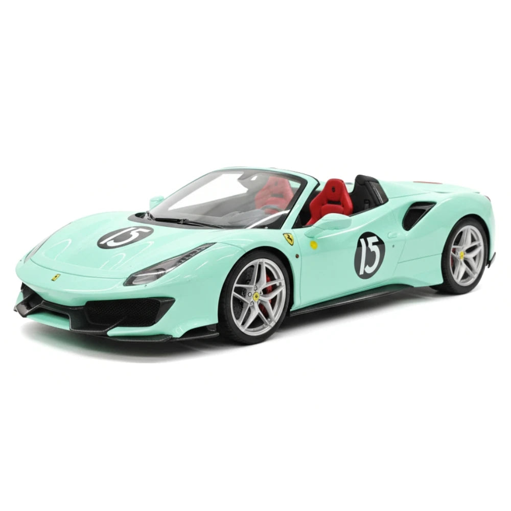 [Dino Model] 1:18 Ferrari 2018 488 Pista Spider Tiffany Blue No.15 Model Car Resin