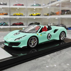 [Dino Model] 1:18 Ferrari 2018 488 Pista Spider Tiffany Blue No.15 Model Car Resin