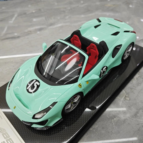 [Dino Model] 1:18 Ferrari 2018 488 Pista Spider Tiffany blå No.15 modellbil harts